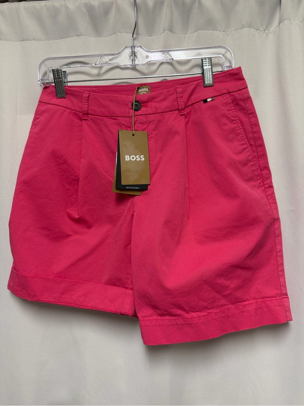BOSS Women's Pink Taggie High-Rise Cotton Blend Shorts Size US 4